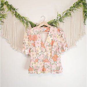 & Other Stories Floral Faux Wrap Blouse